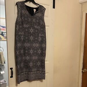 Chico's Black and White Geometric Midi Dress